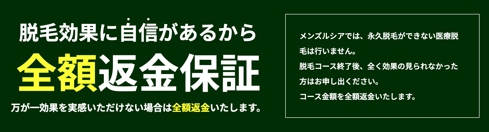 メンズルシアクリニックの全額返金保証