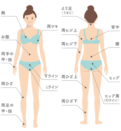 じぶんクリニックの全身脱毛範囲