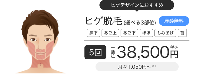 メンズエミナルのヒゲ脱毛選べる3部位
